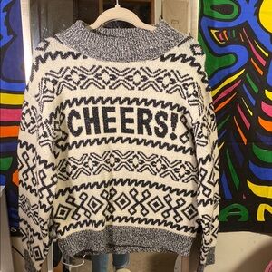 Cheers Black and White Knit Sweater